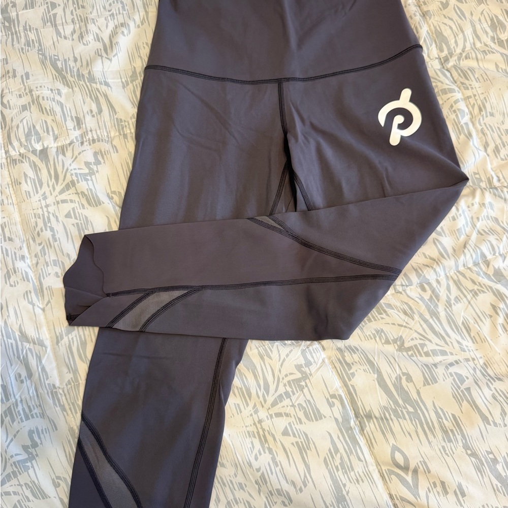 Peloton Dark Charcoal Workout Leggings with White Logo